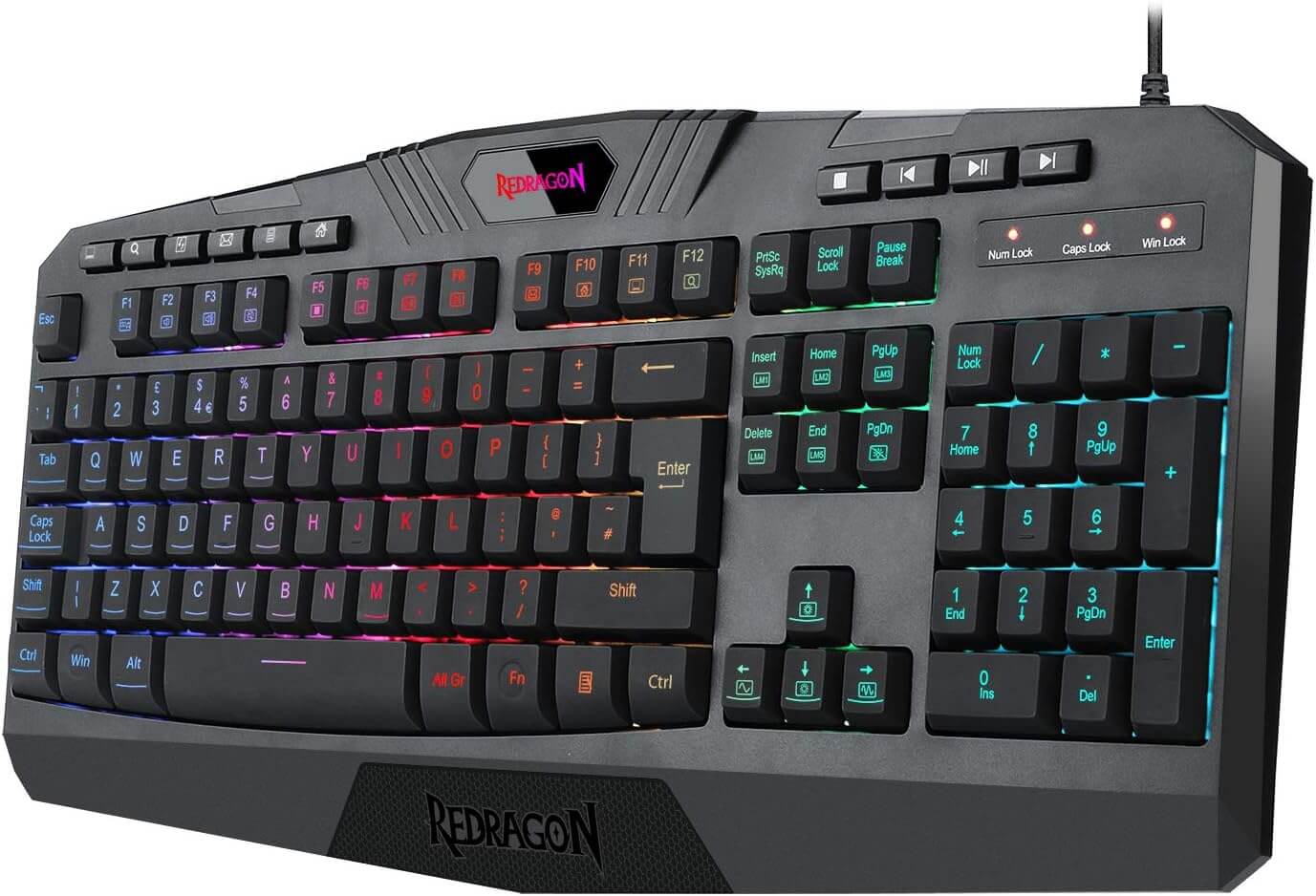 Redragon K503-A Harpe Pro Gaming Keyboard, RGB LED Backlit Wired, Multimedia Keys, Silent Membrane Keyboard with Wrist Rest for Windows PC Games Redragon K503-A Harpe Pro Gaming Keyboard, RGB LED Backlit Wired, Multimedia Keys, Silent Membrane Keyboard with Wrist Rest for Windows PC Games